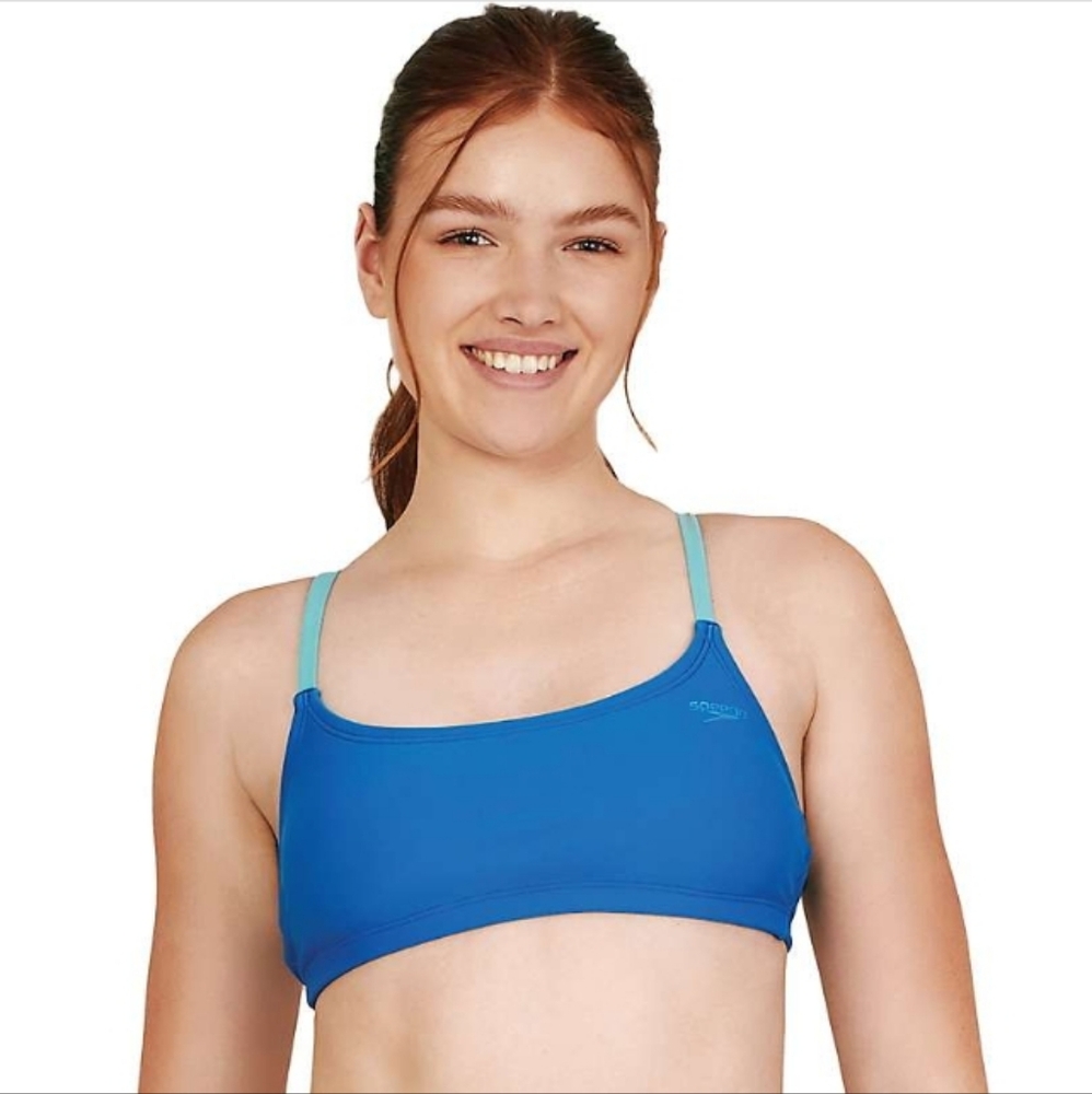Speedo Women's Bright Cobalt Strappy Scoop Neck‎ Bikini Top size small new